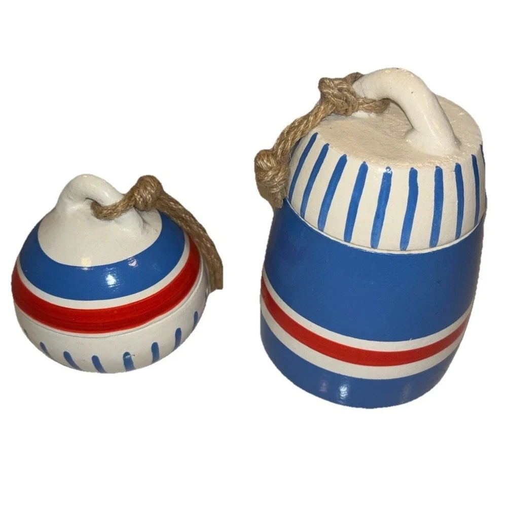 West Elm Nautical Candle Holders Gold‎ Set of 2 Buoy And Bobber Unused